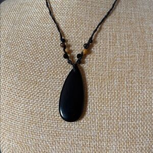 NWT Black Teardrop Rope Pendant Necklace - Women Jewelry